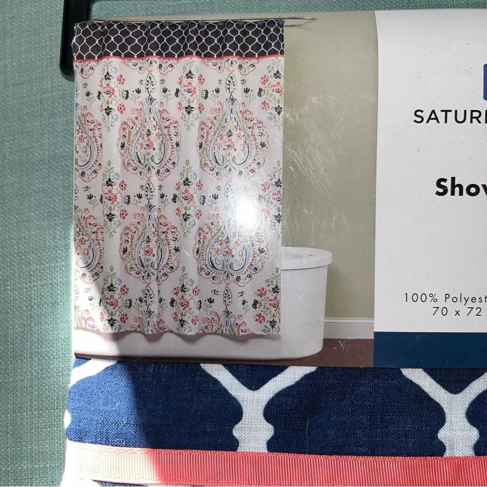 Saturday Knight Lindsey Fabric Shower Curtain Floral Flower Bohemian Abstract